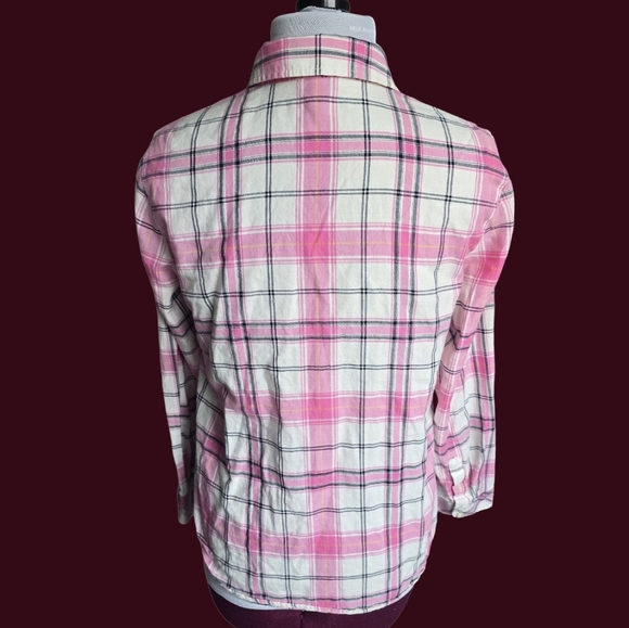 Talbots Pink and White Plaid Button Down Shirt - Picture 2 of 5